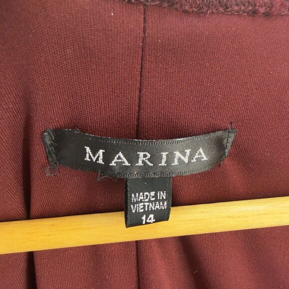 Marina Dress 14 Wine Stretch Lace Wedding Party Round Neck 3/4 Sleeve - Picture 10 of 11